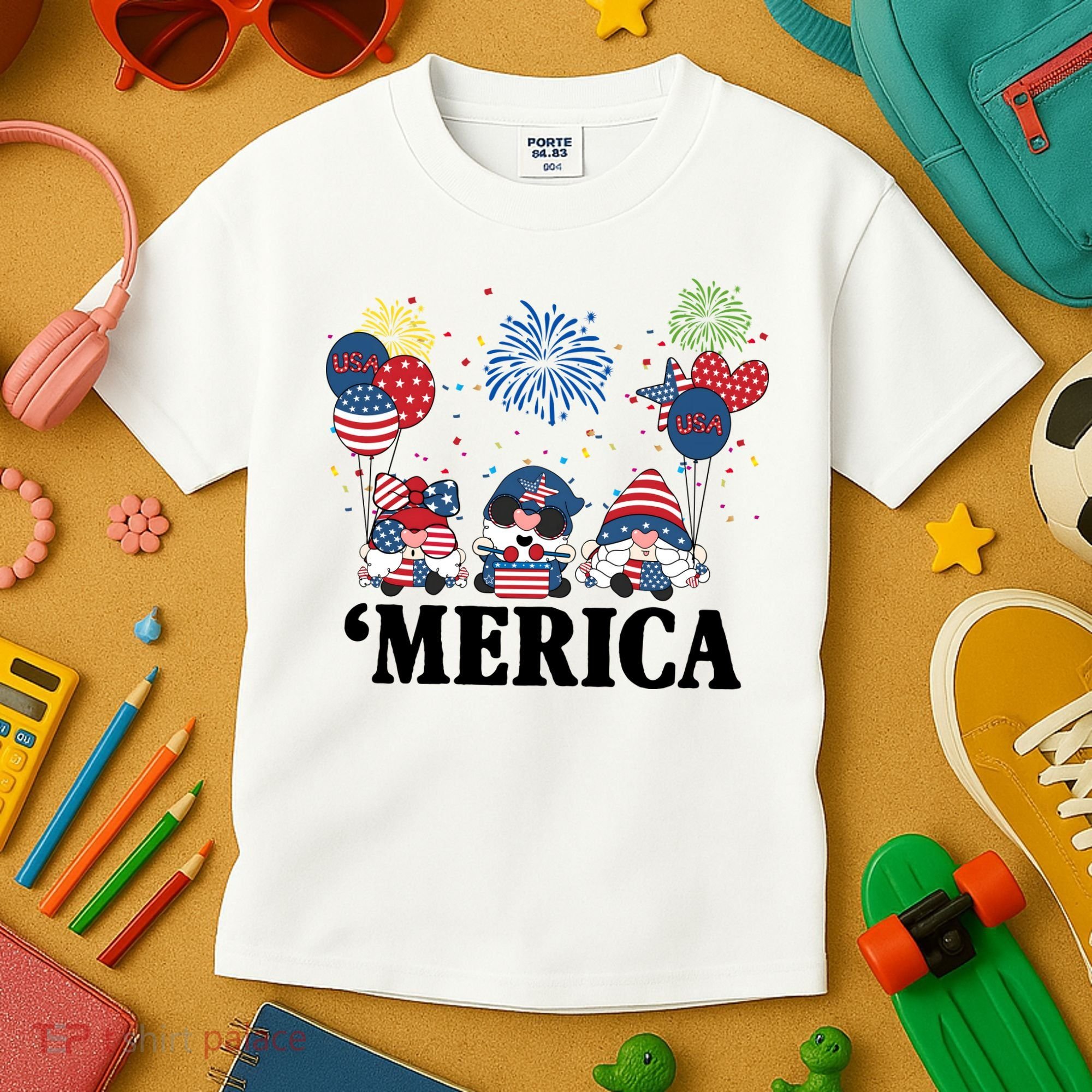 Merica Gnome 4th Of July Celebration Kids T-Shirt