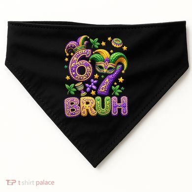Mardi Gras 67 Bruh Funny 6-7 Meme USA-Made Doggie Bandana