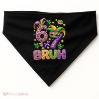 Mardi Gras 67 Bruh Funny 6-7 Meme USA-Made Doggie Bandana thumb 0