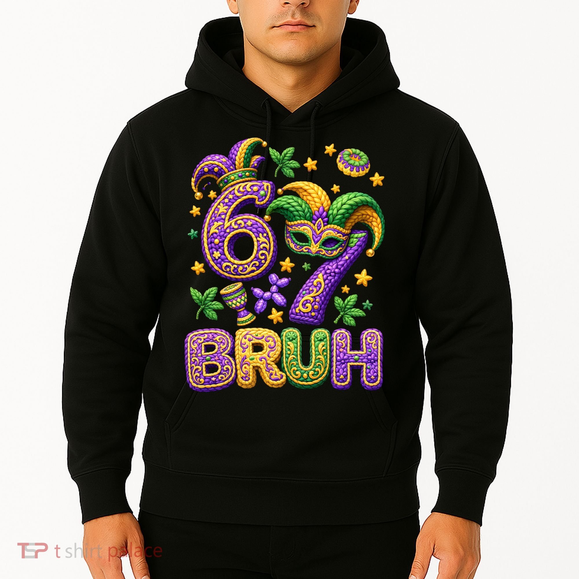 Mardi Gras 67 Bruh Funny 6-7 Meme Hoodie