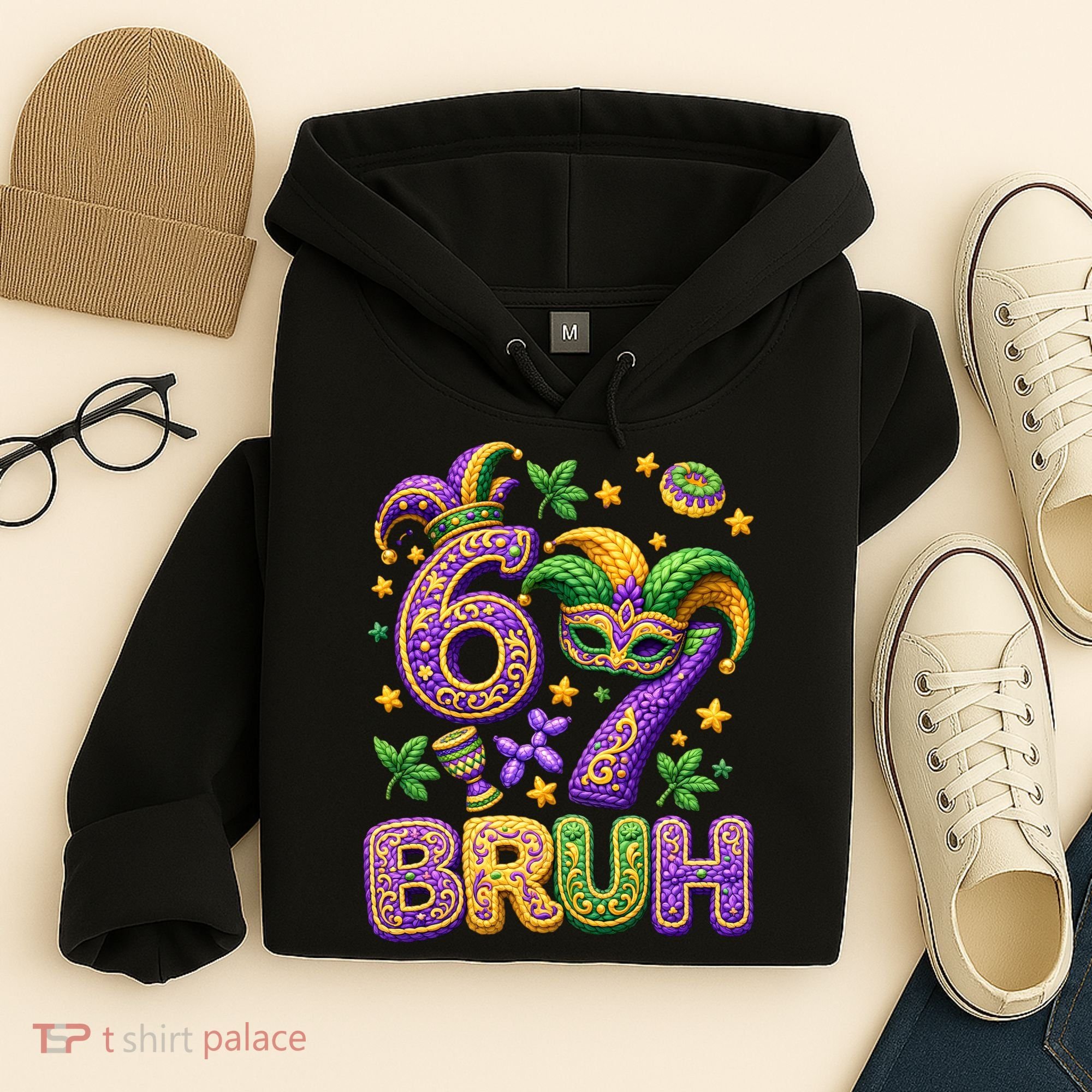 Mardi Gras 67 Bruh Funny 6-7 Meme Hoodie