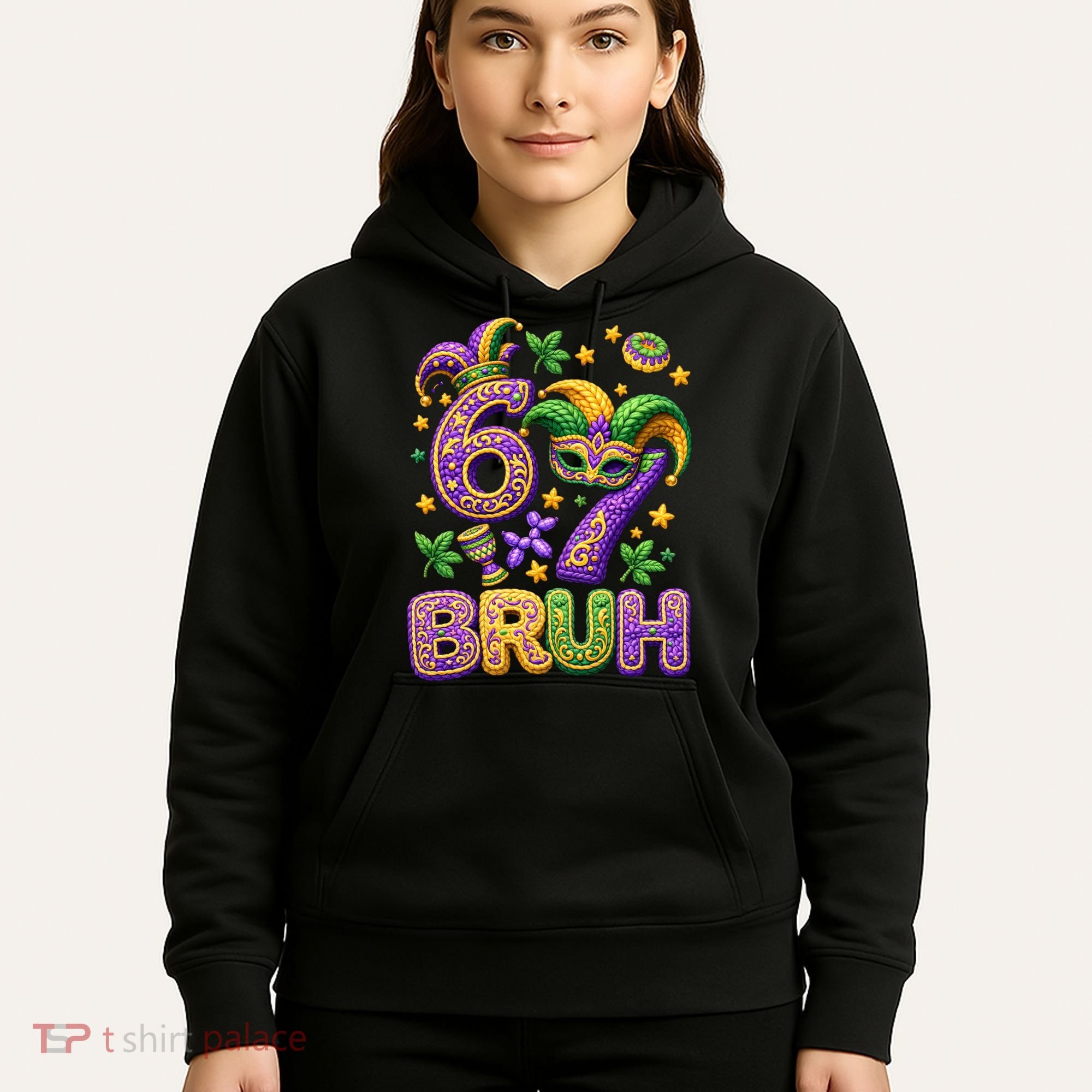 Mardi Gras 67 Bruh Funny 6-7 Meme Hoodie