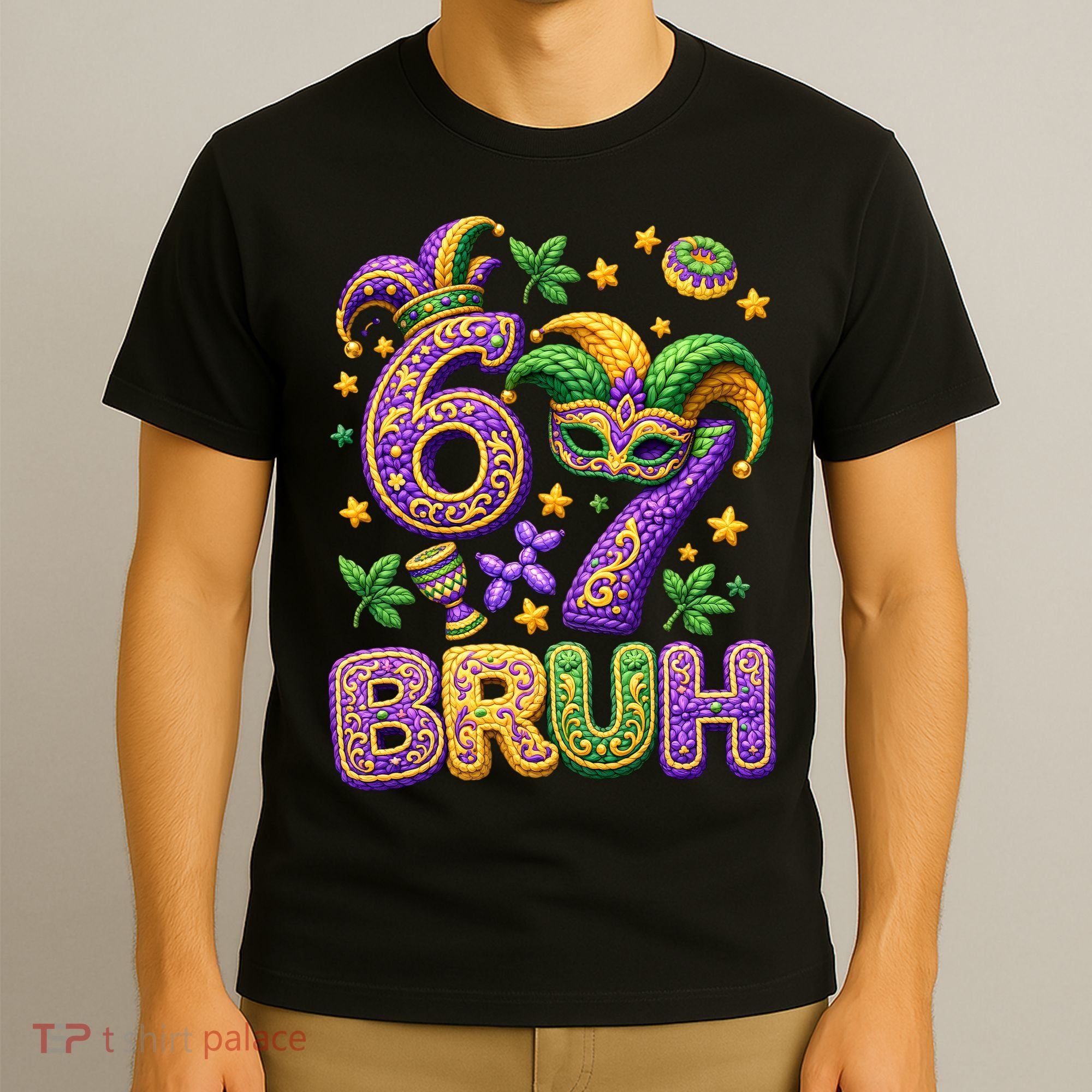 Mardi Gras 67 Bruh Funny 6-7 Meme T-Shirt