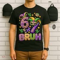 Mardi Gras 67 Bruh Funny 6-7 Meme T-Shirt thumb 6