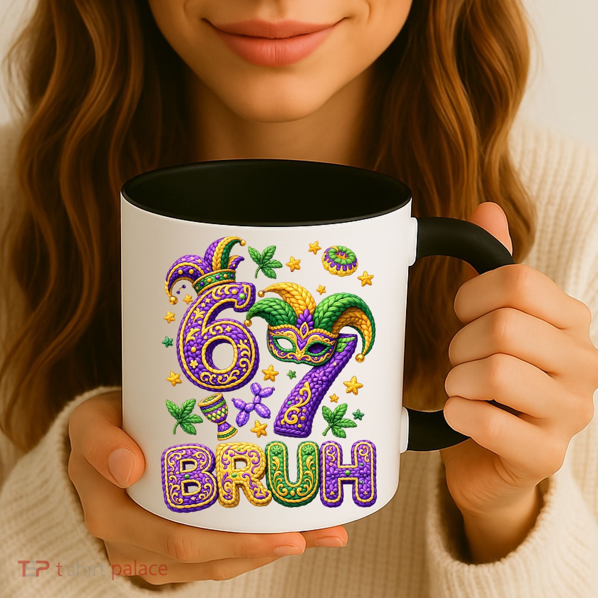 Mardi Gras 67 Bruh Funny 6-7 Meme Coffee Mug