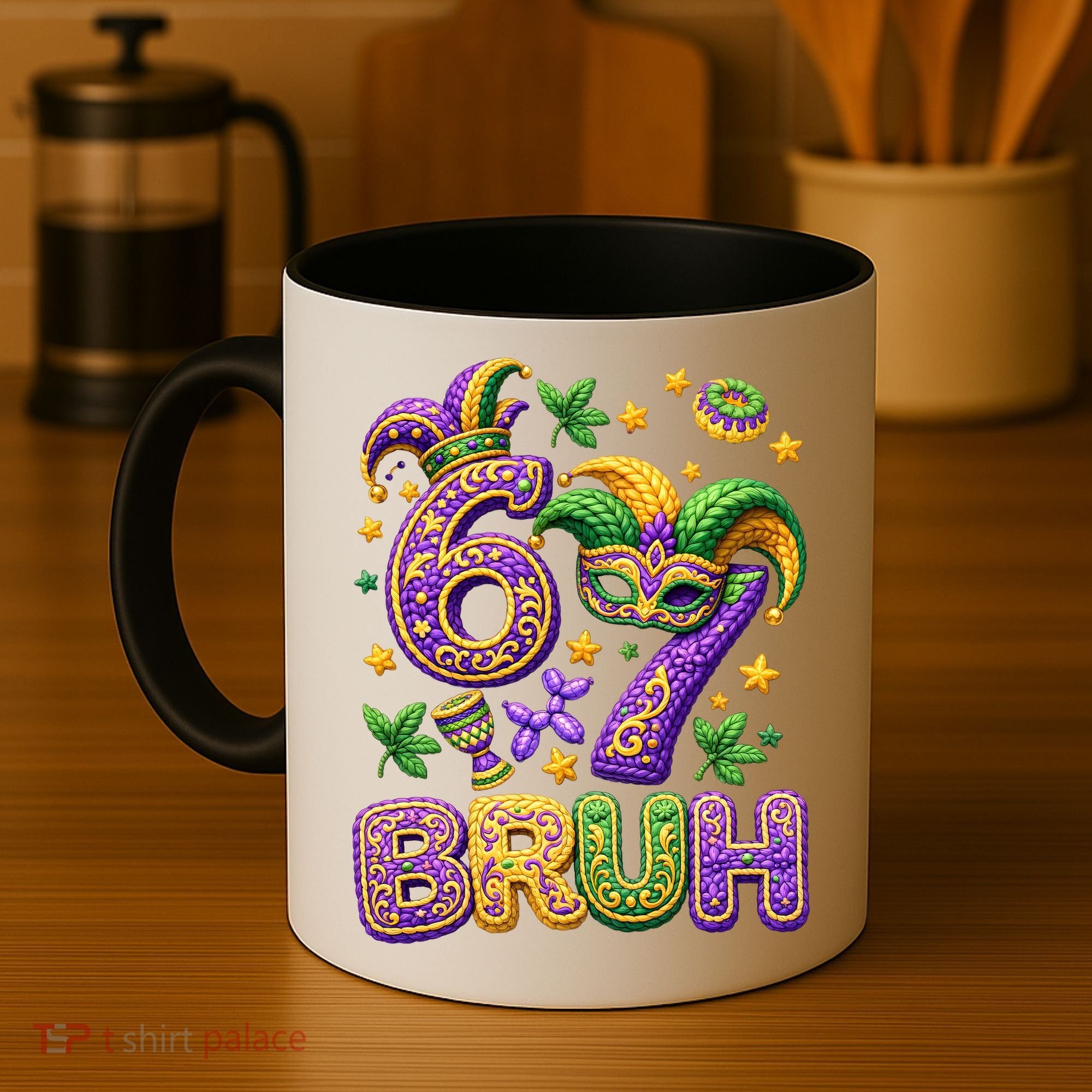 Mardi Gras 67 Bruh Funny 6-7 Meme Coffee Mug