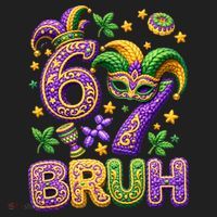 Mardi Gras 67 Bruh Funny 6-7 Meme Beanie thumb 2