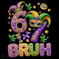 Mardi Gras 67 Bruh Funny 6-7 Meme Women's Hoodie thumb 2