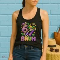 Mardi Gras 67 Bruh Funny 6-7 Meme Women's Tank Top thumb 2