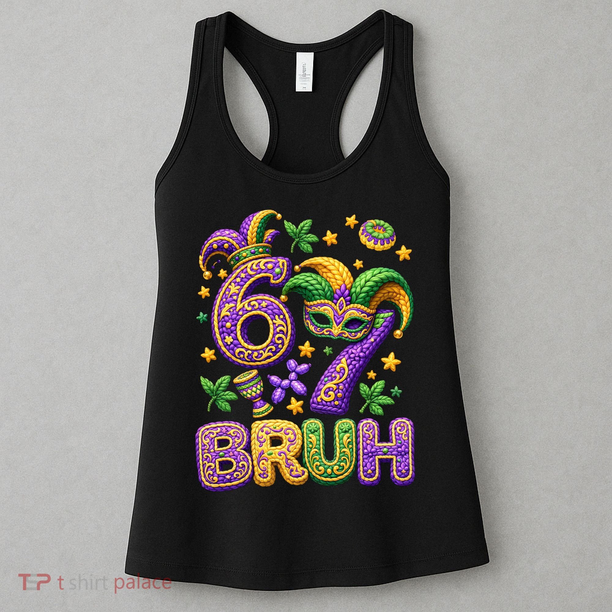 Mardi Gras 67 Bruh Funny 6-7 Meme Women's Tank Top