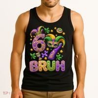 Mardi Gras 67 Bruh Funny 6-7 Meme Tank Top thumb 3