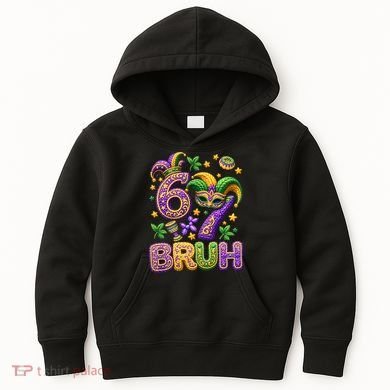 Mardi Gras 67 Bruh Funny 6-7 Meme Kids Hoodie