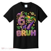 Mardi Gras 67 Bruh Funny 6-7 Meme Kids T-Shirt thumb 0