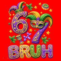 Mardi Gras 67 Bruh Funny 6-7 Meme Santa Hat thumb 1