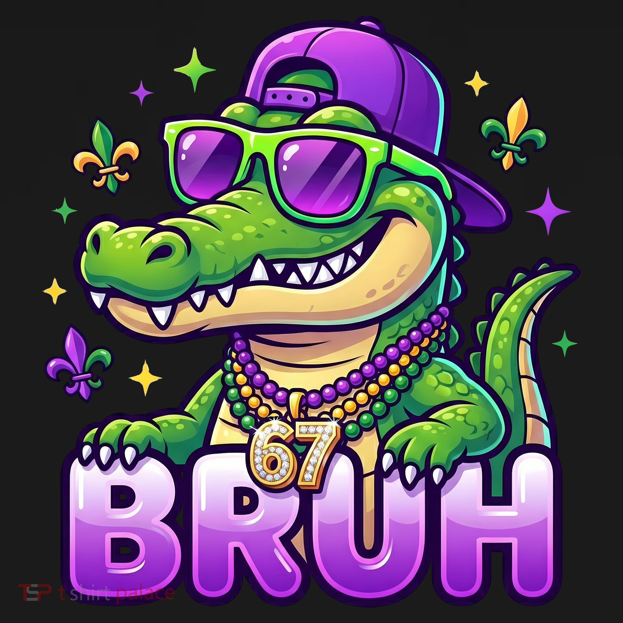 Mardi Gras 67 BRUH Alligator 6-7 Meme Six Seven Mousepad
