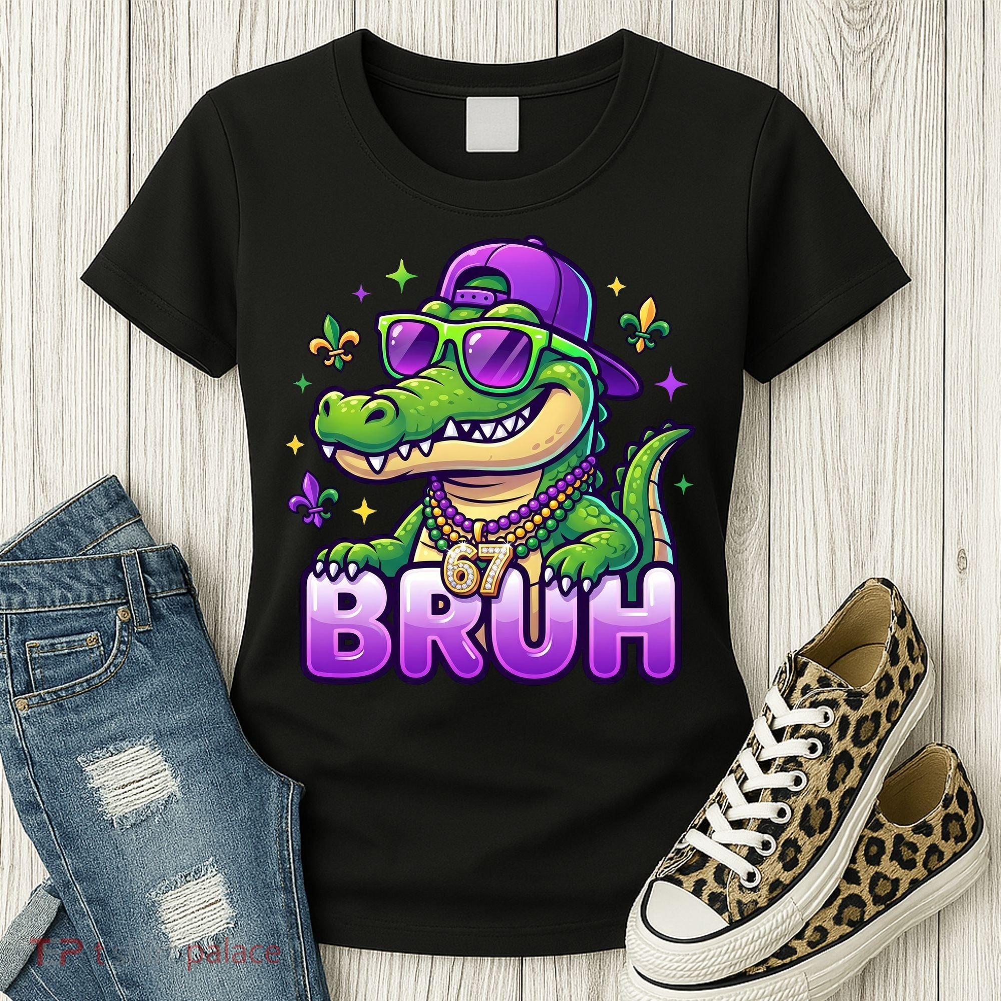 Mardi Gras 67 BRUH Alligator 6-7 Meme Six Seven Women's T-Shirt