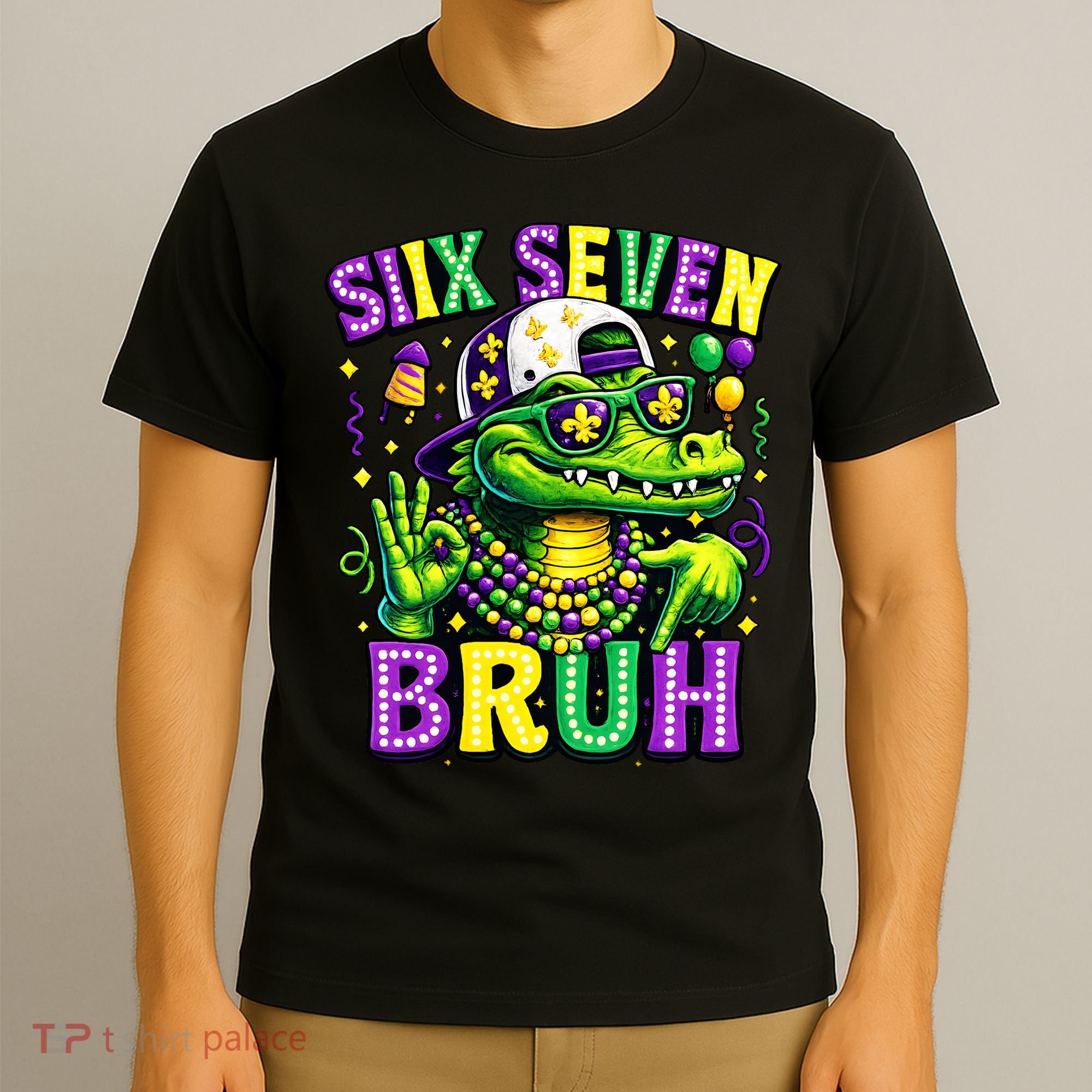 Mardi Gras 67 Six Seven Bruh Mardigator Alligator 6-7 T-Shirt