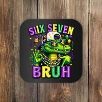 Mardi Gras 67 Six Seven Bruh Mardigator Alligator 6-7 Coaster thumb 0