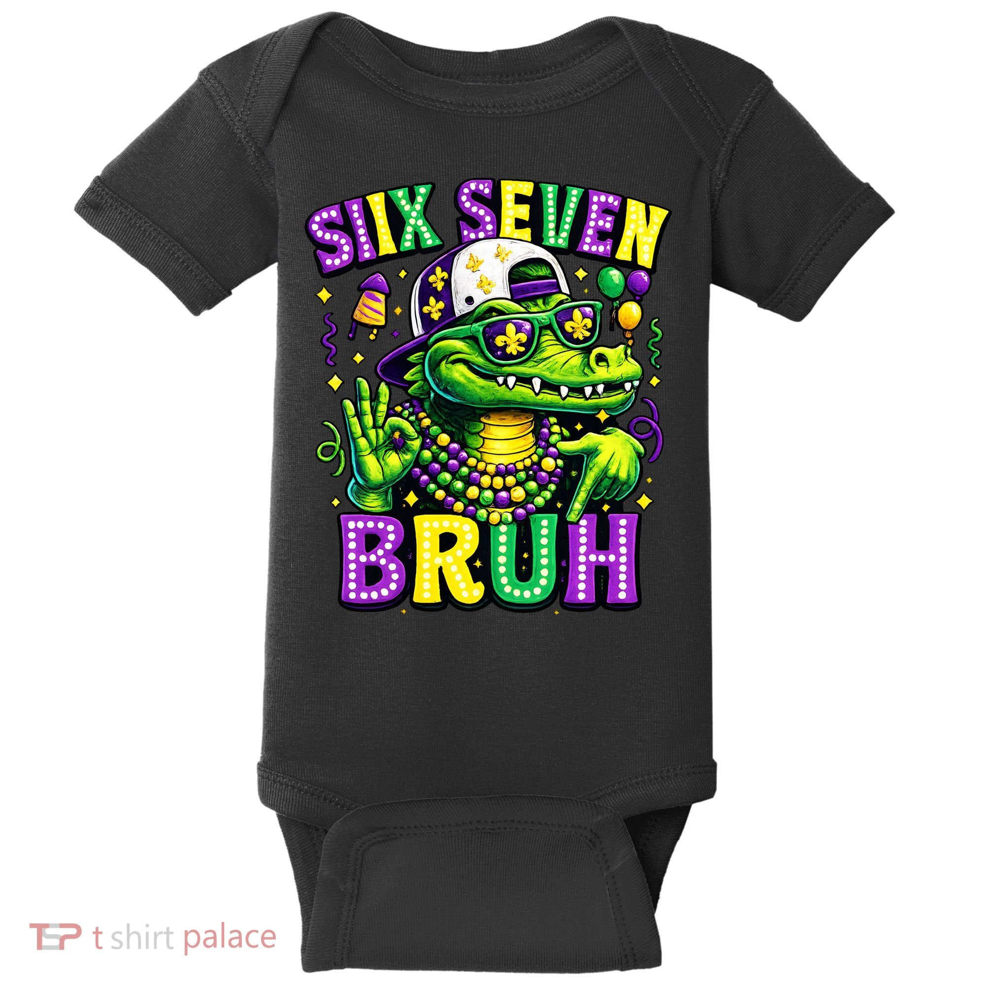 Mardi Gras 67 Six Seven Bruh Mardigator Alligator 6-7 Baby Bodysuit