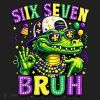 Mardi Gras 67 Six Seven Bruh Mardigator Alligator 6-7 Hat thumb 2
