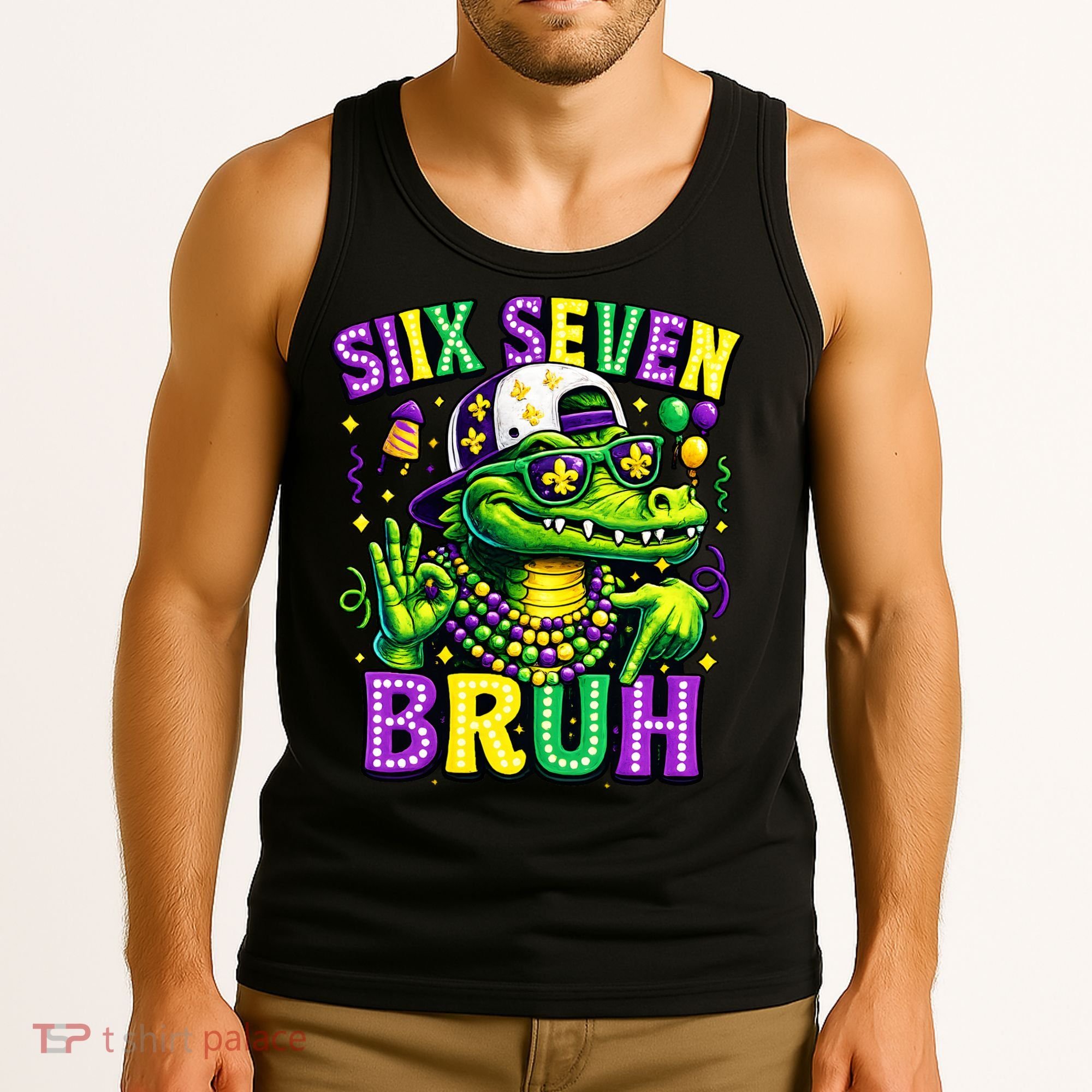 Mardi Gras 67 Six Seven Bruh Mardigator Alligator 6-7 Tank Top