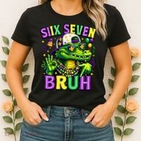 Mardi Gras 67 Six Seven Bruh Mardigator Alligator 6-7 Women's T-Shirt thumb 2