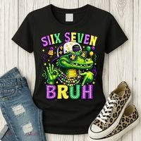 Mardi Gras 67 Six Seven Bruh Mardigator Alligator 6-7 Women's T-Shirt thumb 3