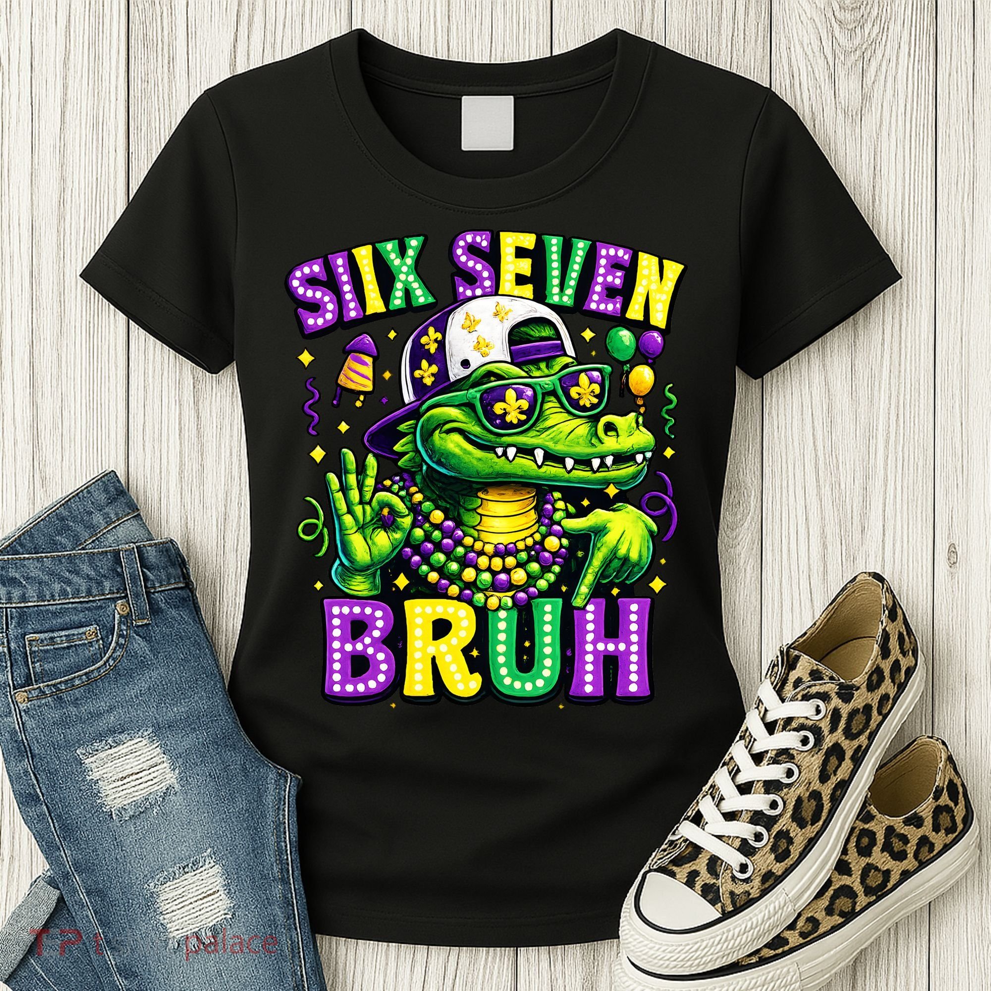 Mardi Gras 67 Six Seven Bruh Mardigator Alligator 6-7 Women's T-Shirt