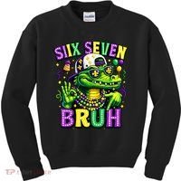 Mardi Gras 67 Six Seven Bruh Mardigator Alligator 6-7 Kids Sweatshirt thumb 0