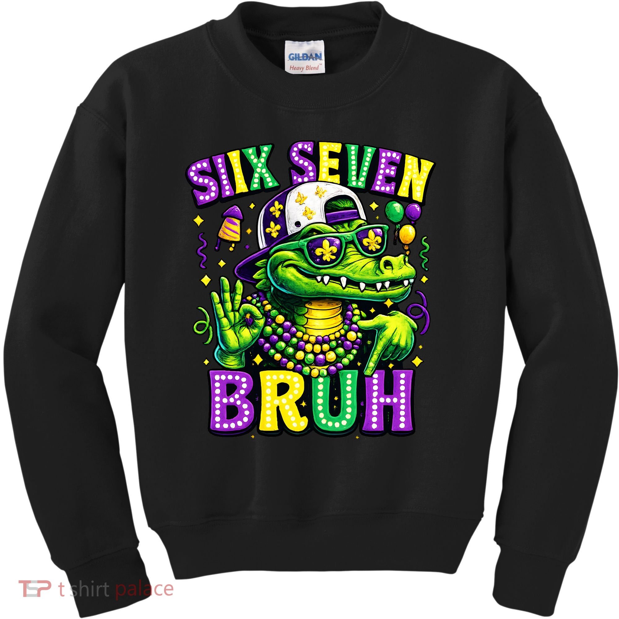 Mardi Gras 67 Six Seven Bruh Mardigator Alligator 6-7 Kids Sweatshirt