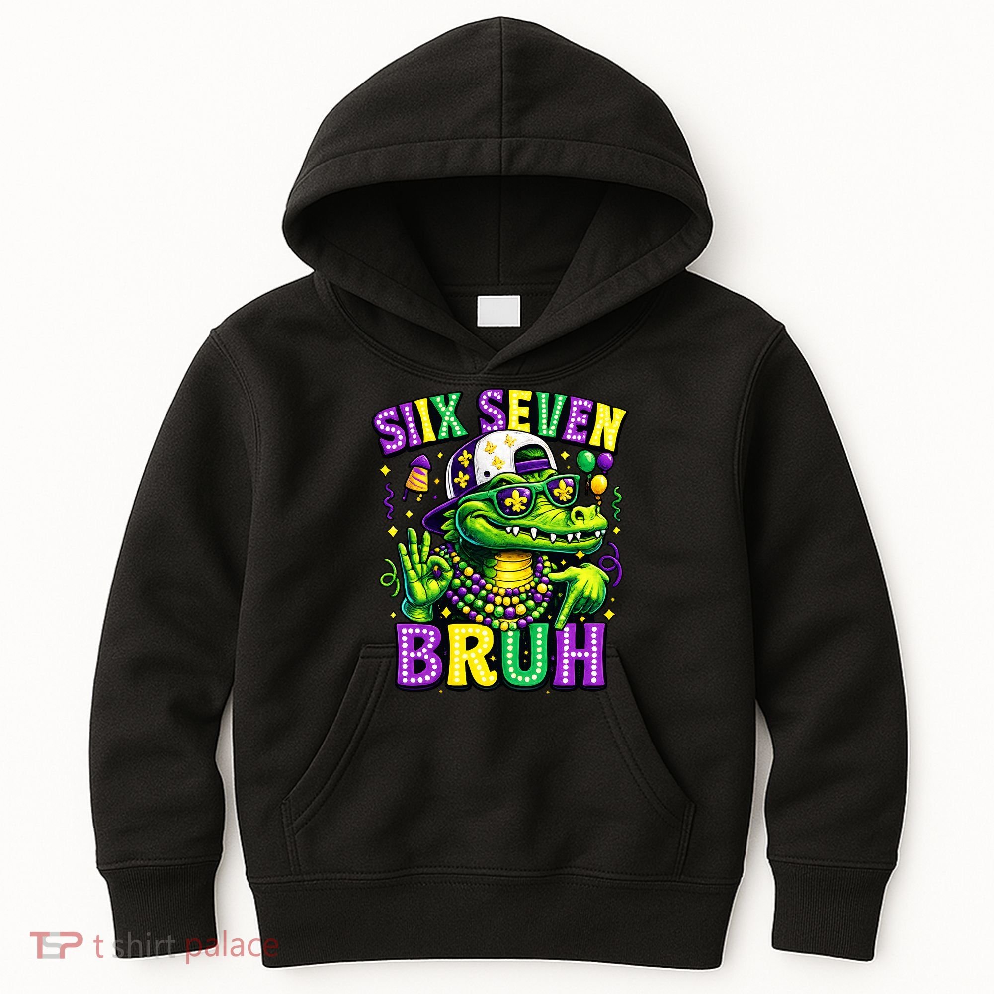 Mardi Gras 67 Six Seven Bruh Mardigator Alligator 6-7 Kids Hoodie