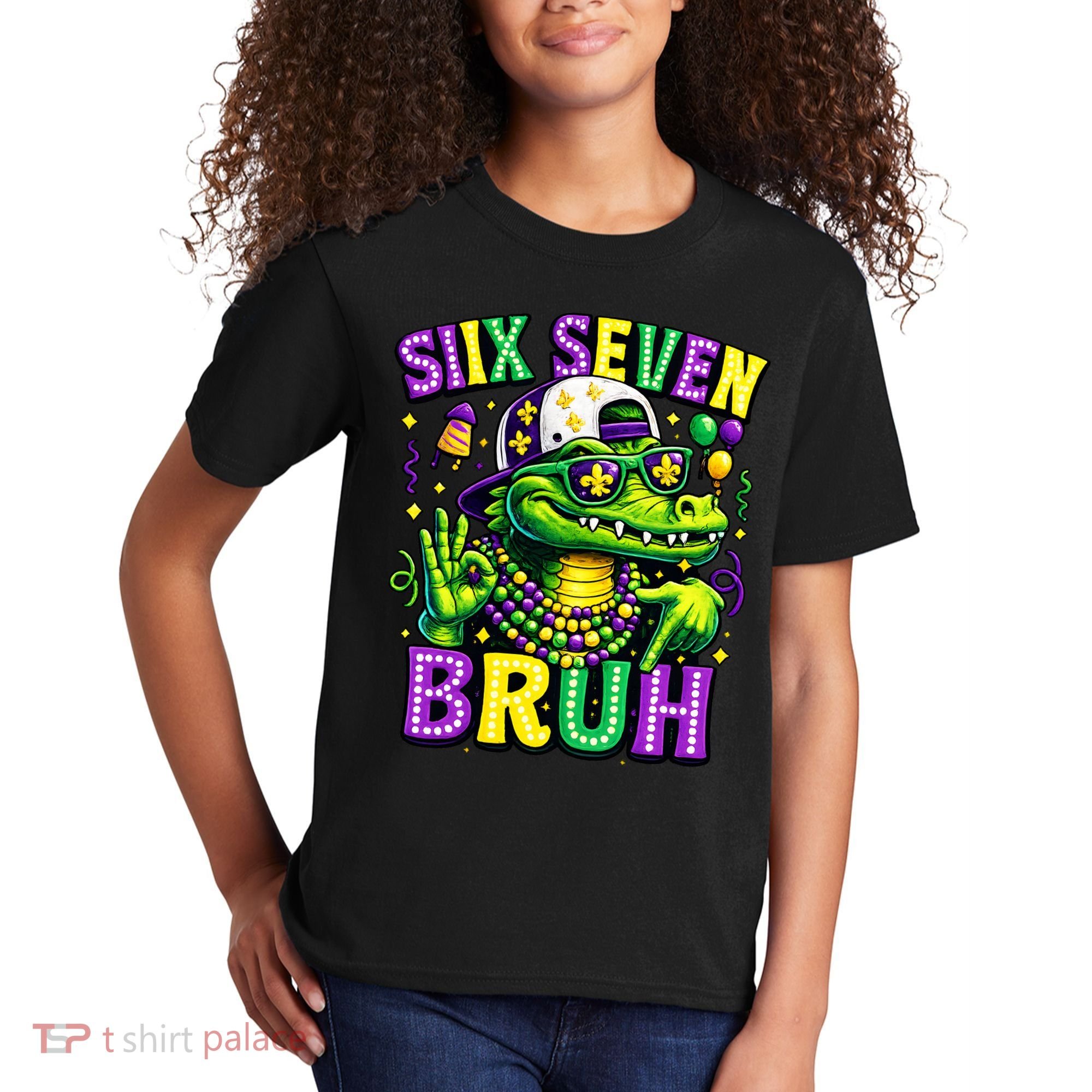 Mardi Gras 67 Six Seven Bruh Mardigator Alligator 6-7 Kids T-Shirt