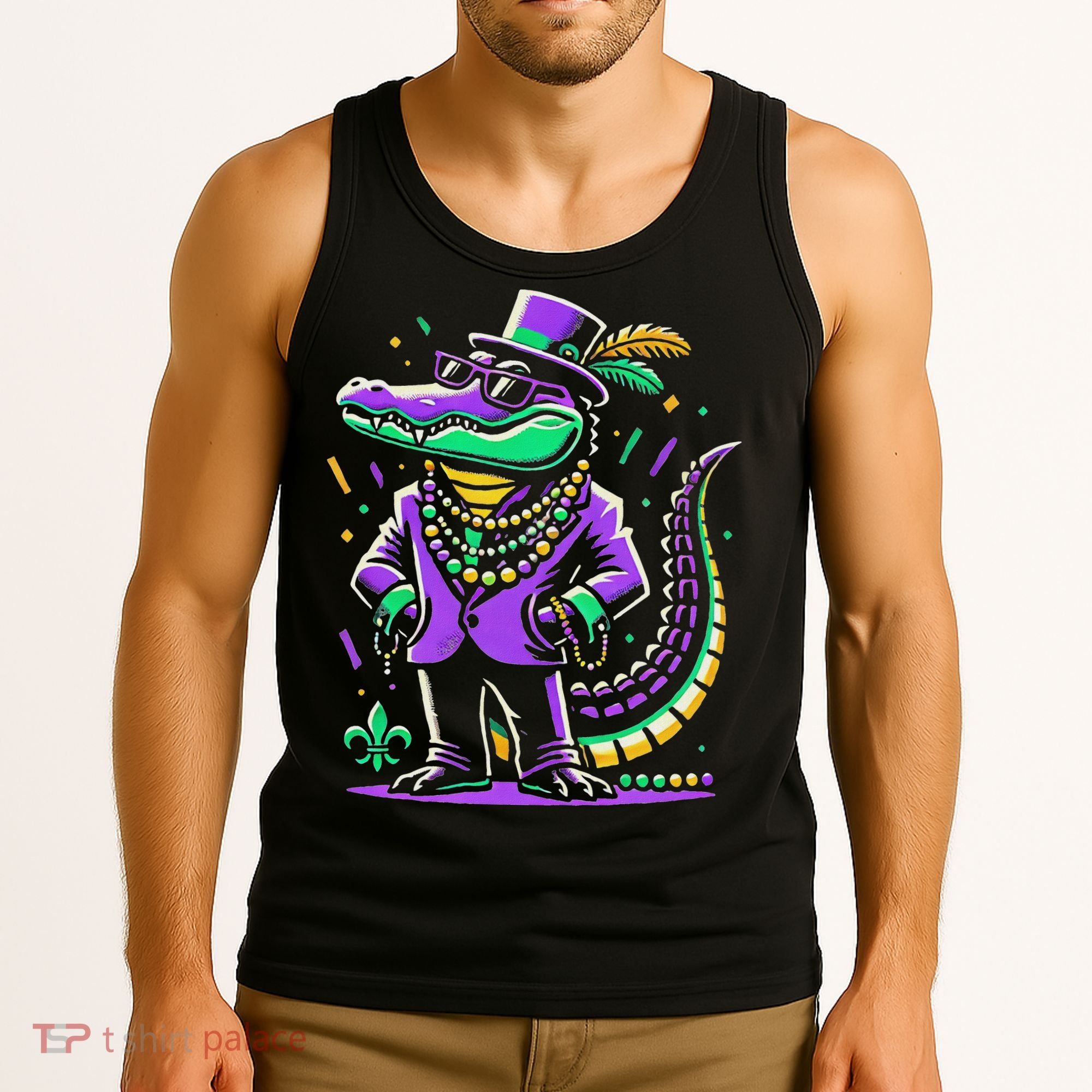 Mardi Gras Alligator Mardi Gras Tank Top