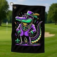 Mardi Gras Alligator Mardi Gras Golf Towel thumb 1