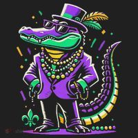 Mardi Gras Alligator Mardi Gras Golf Towel thumb 3