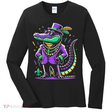 Mardi Gras Alligator Mardi Gras Women's Long Sleeve Shirt