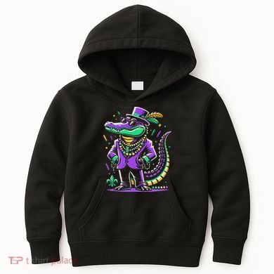 Mardi Gras Alligator Mardi Gras Kids Hoodie
