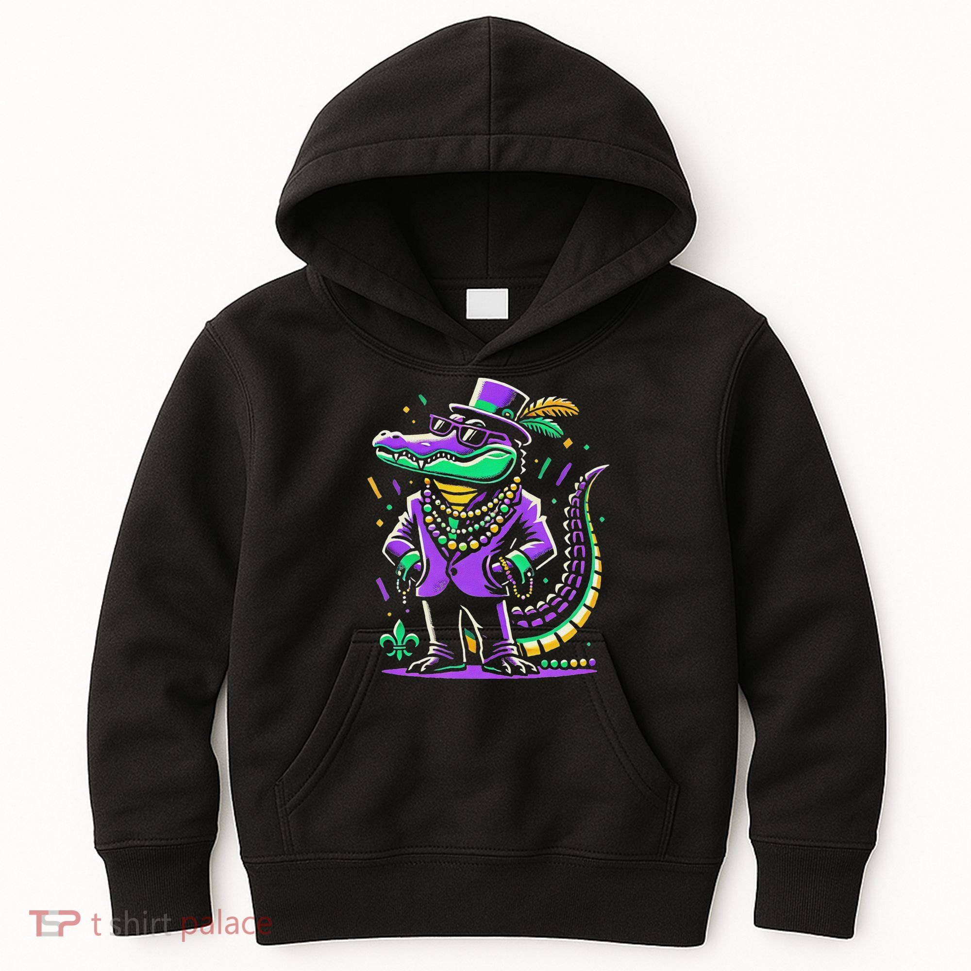 Mardi Gras Alligator Mardi Gras Kids Hoodie