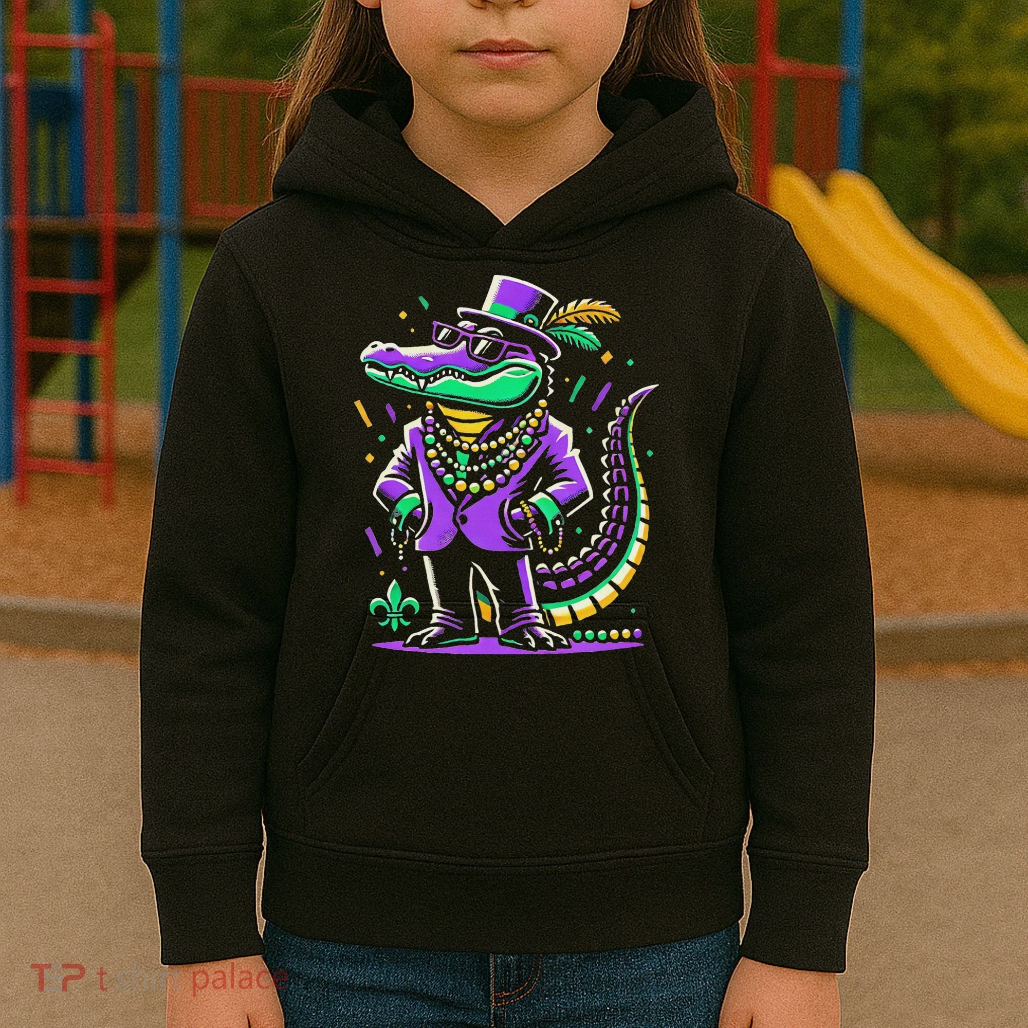 Mardi Gras Alligator Mardi Gras Kids Hoodie