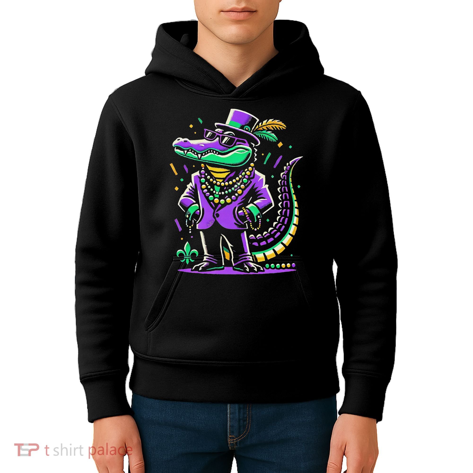 Mardi Gras Alligator Mardi Gras Kids Hoodie