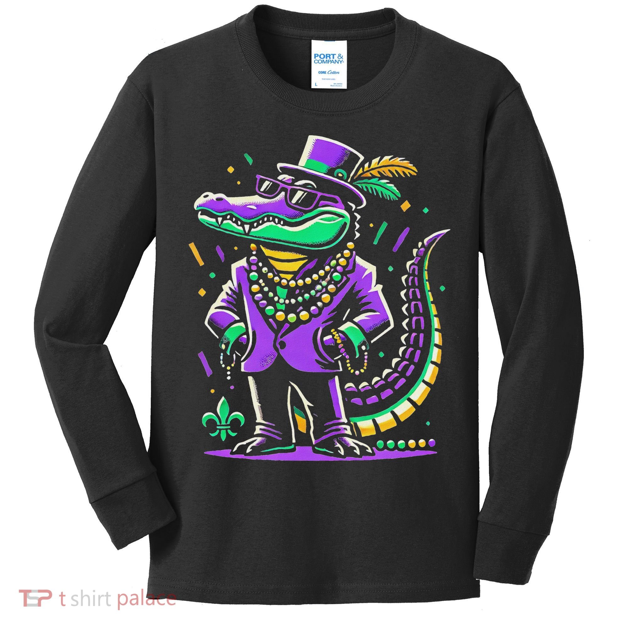 Mardi Gras Alligator Mardi Gras Kids Long Sleeve Shirt