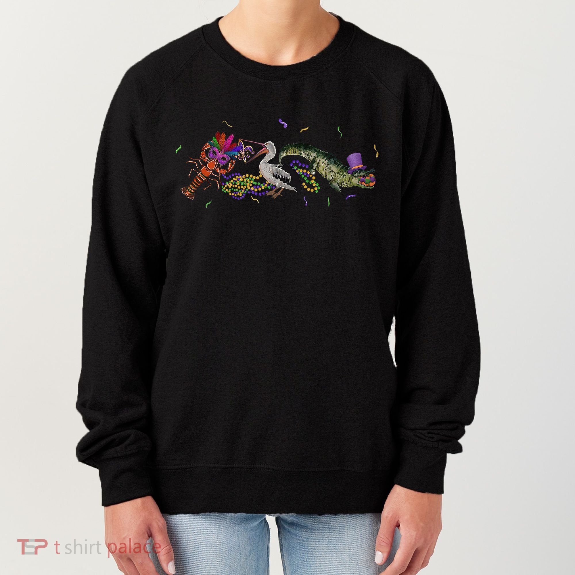 Mardi Gras Alligator Pelican Crawfish New Orleans Carnival Women's Sweatshirt