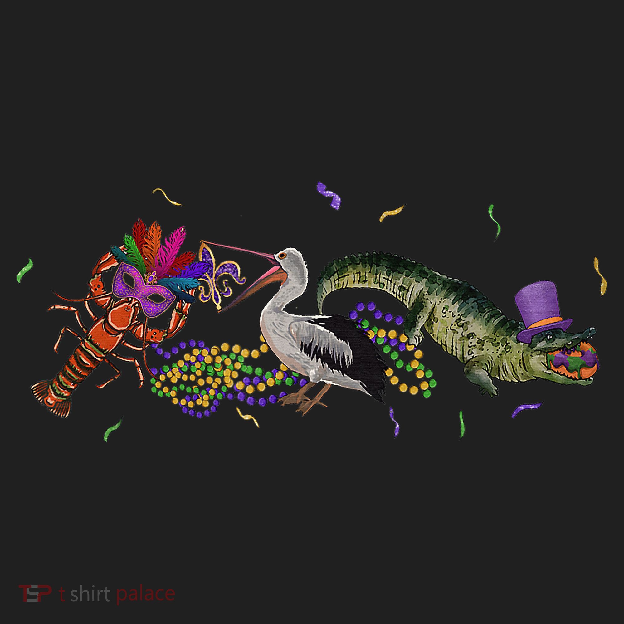 Mardi Gras Alligator Pelican Crawfish New Orleans Carnival Women's Sweatshirt