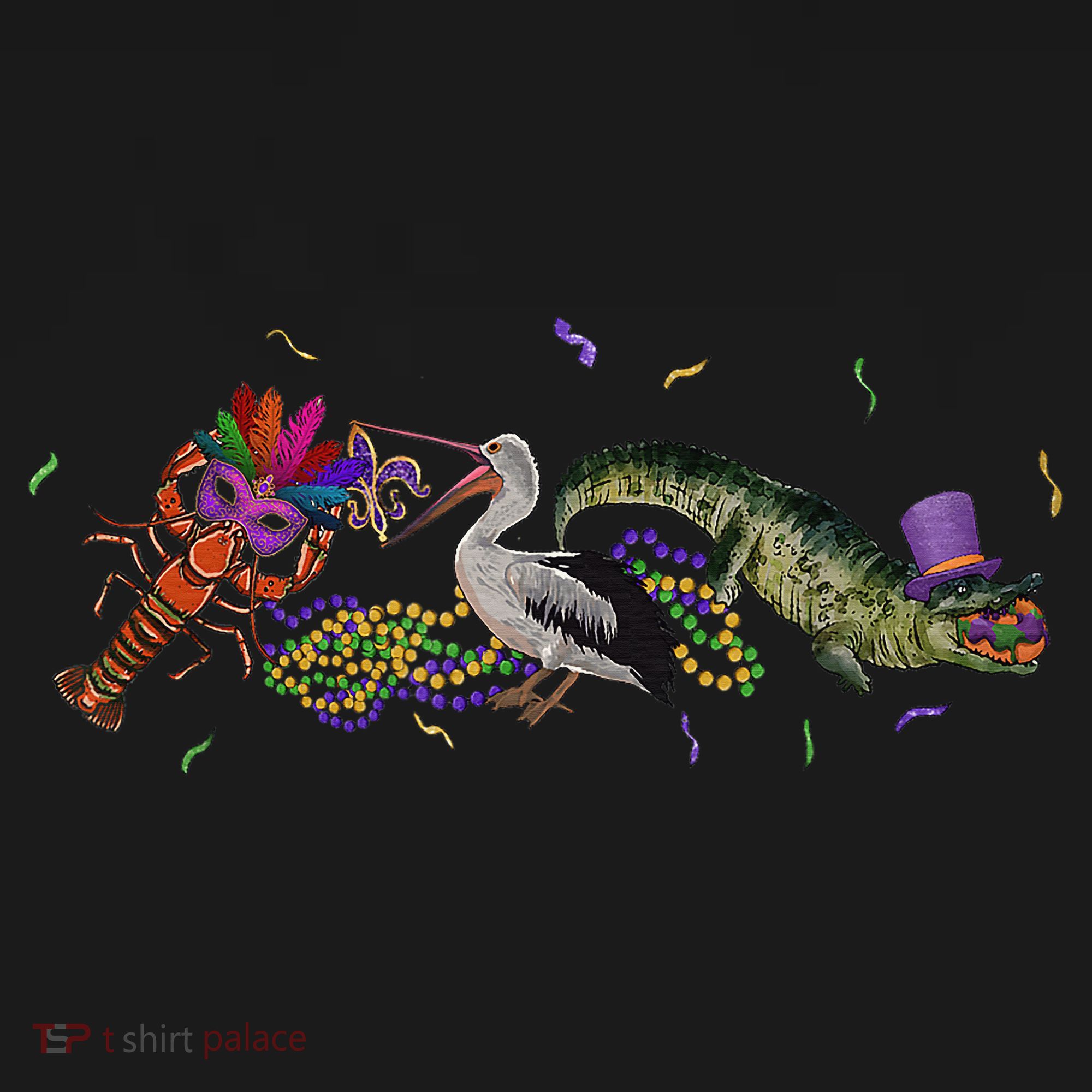 Mardi Gras Alligator Pelican Crawfish New Orleans Carnival Toddler Hoodie