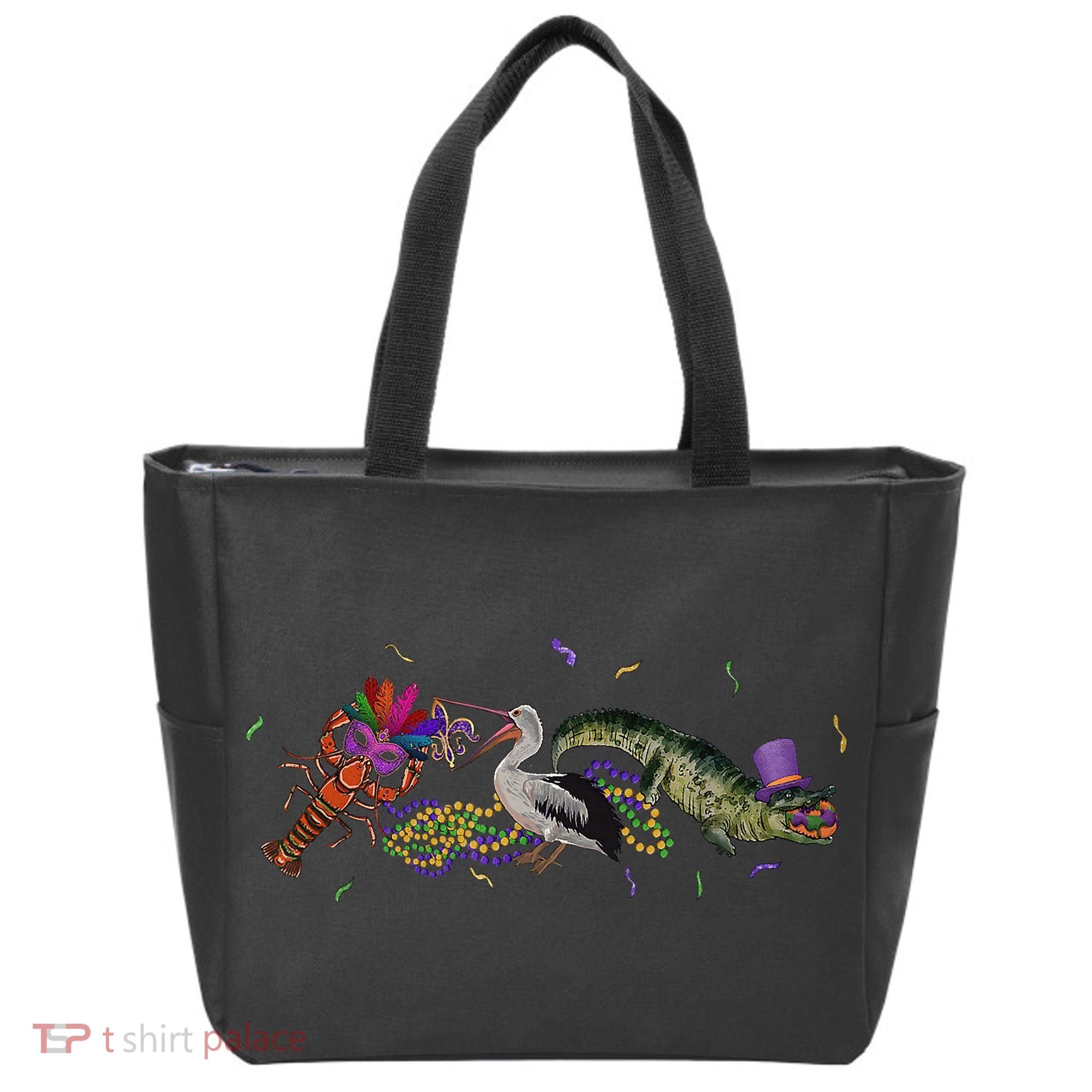 Mardi Gras Alligator Pelican Crawfish New Orleans Carnival Tote Bag