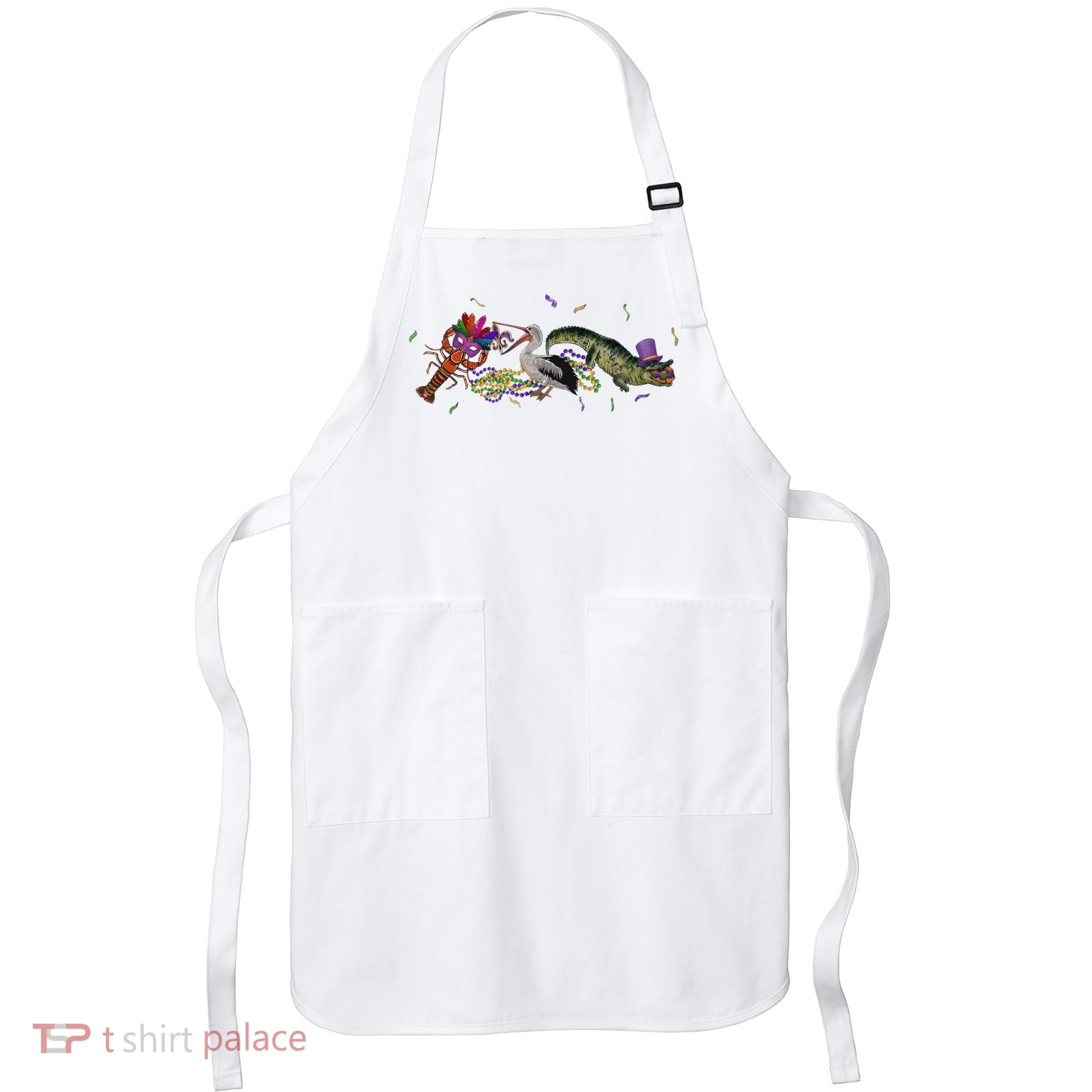 Mardi Gras Alligator Pelican Crawfish New Orleans Carnival Apron