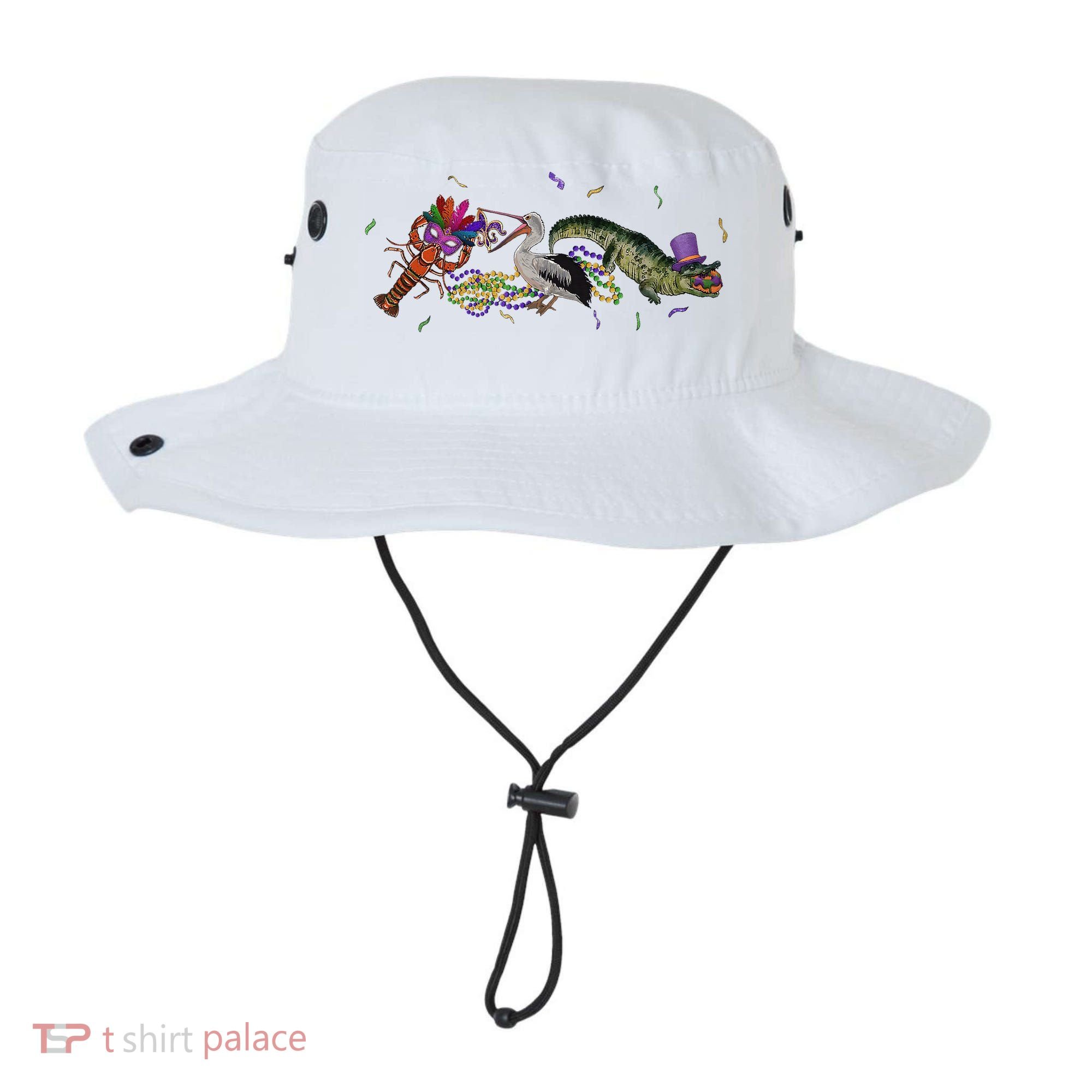 Mardi Gras Alligator Pelican Crawfish New Orleans Carnival Bucket Hat