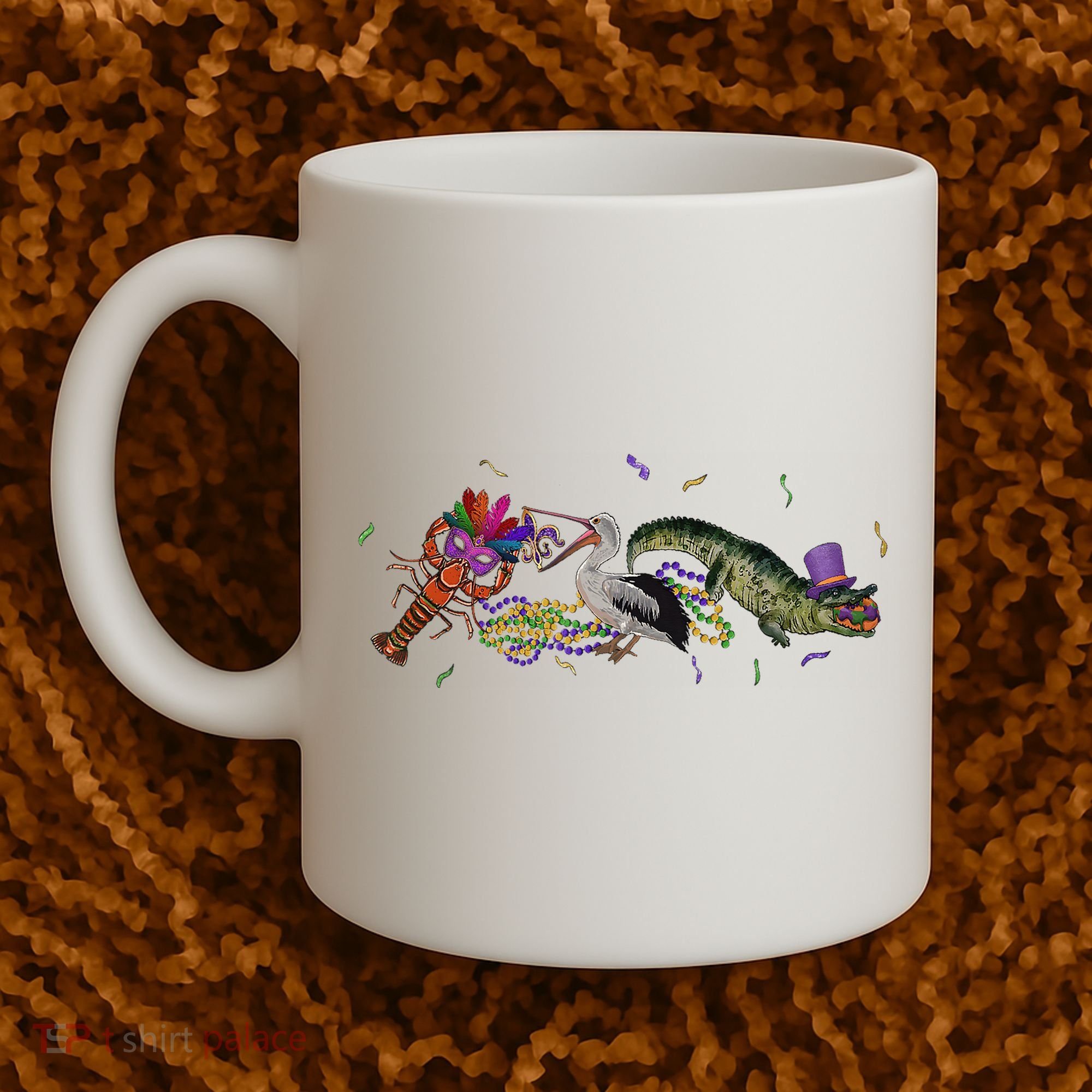 Mardi Gras Alligator Pelican Crawfish New Orleans Carnival Coffee Mug