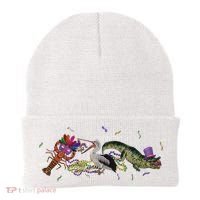 Mardi Gras Alligator Pelican Crawfish New Orleans Carnival Beanie thumb 0