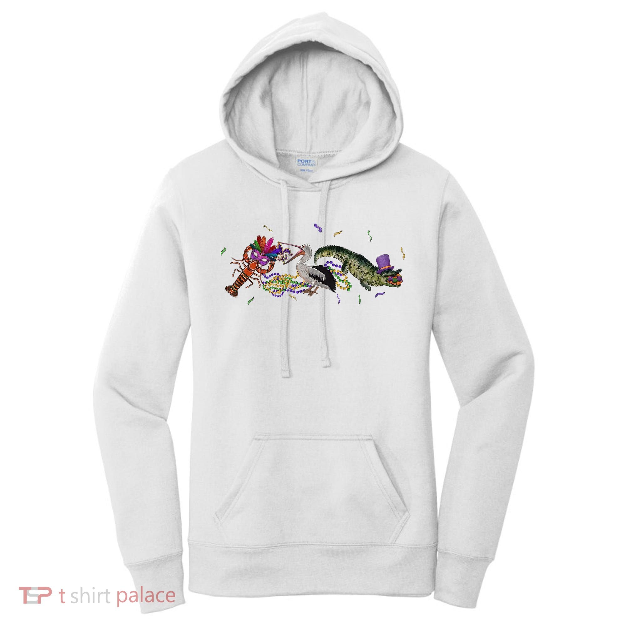 Mardi Gras Alligator Pelican Crawfish New Orleans Carnival Women's Hoodie
